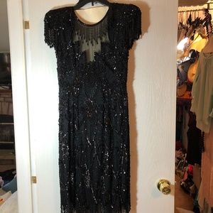 Black sequined cocktail dress